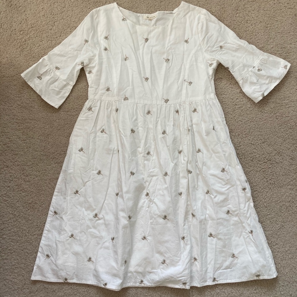 Adorable Tea N Rose White Embroidered Detail Dress